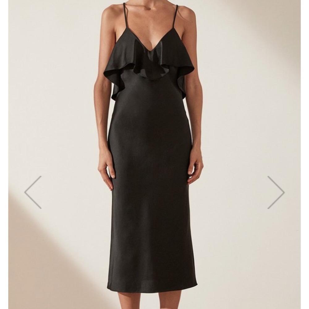 Shona Joy Black slip dress midi dress